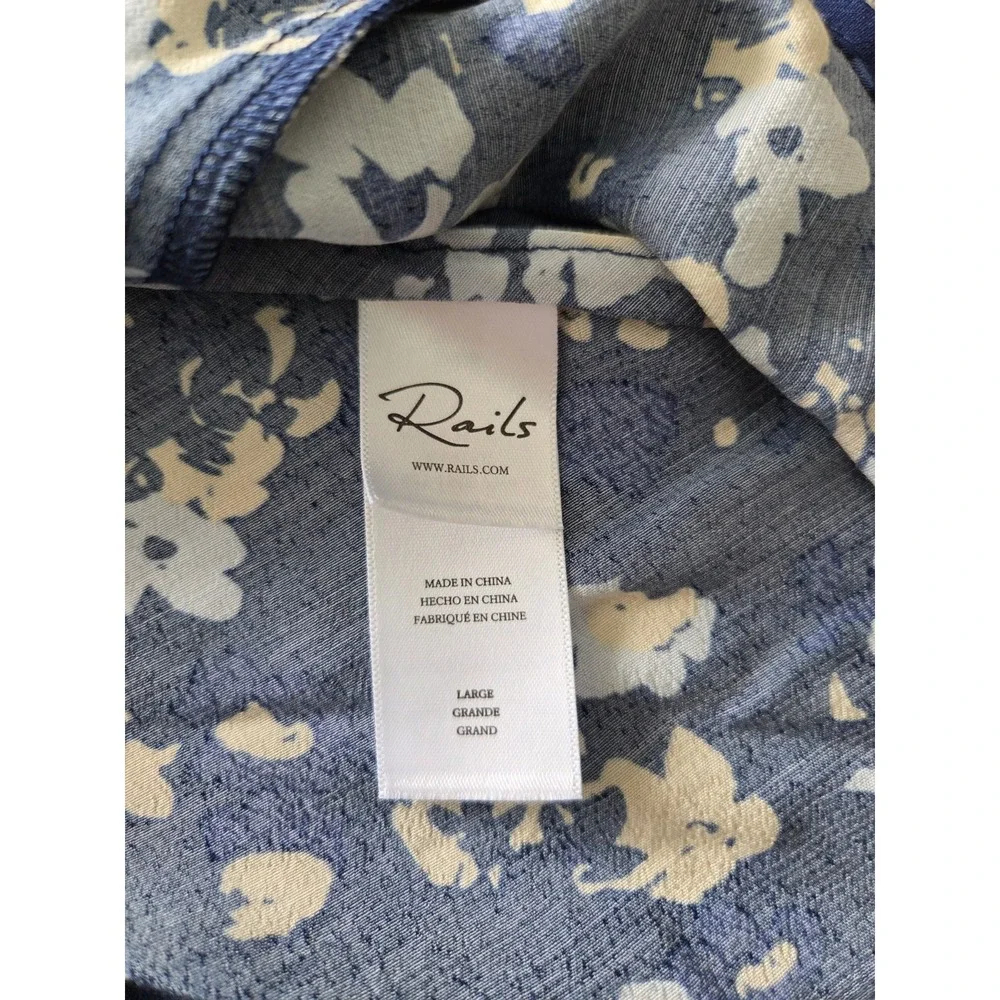 Rails Zariah Midi Dress Navy Floral L Empire Waist Puff Sleeve Heritage Romantic